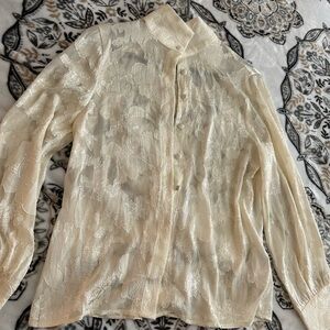 Elegant Cream Sheer Blouse